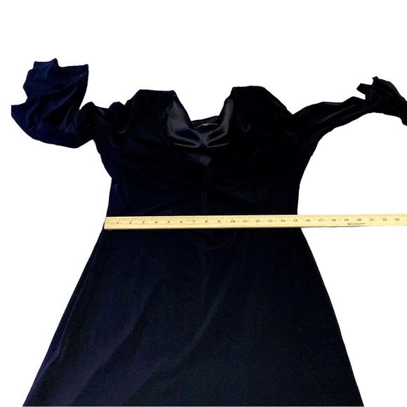 Laundry Shelli Segal Dress Womens 12 Black Jersey Shift Short Long Cape Sleeve - Picture 6 of 16